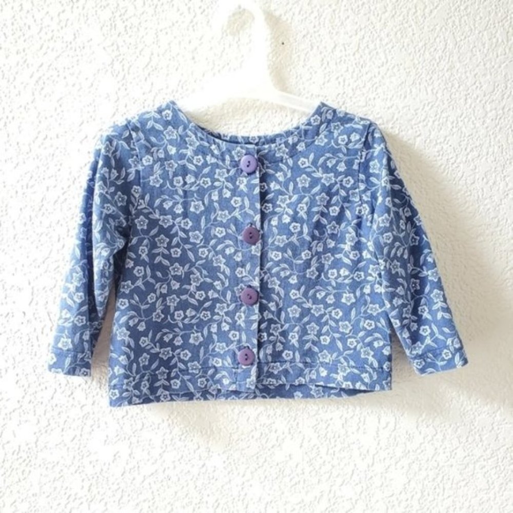 Vintage Little blue button front light cardigan